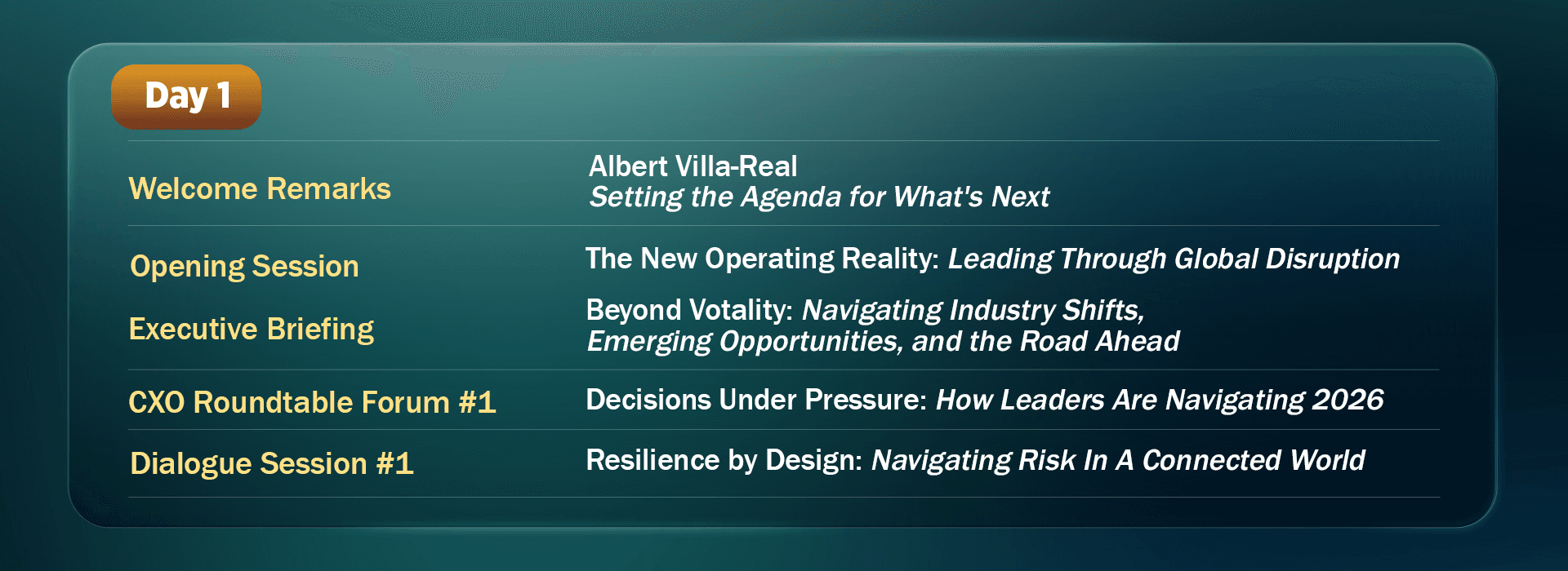 Agenda Day 1